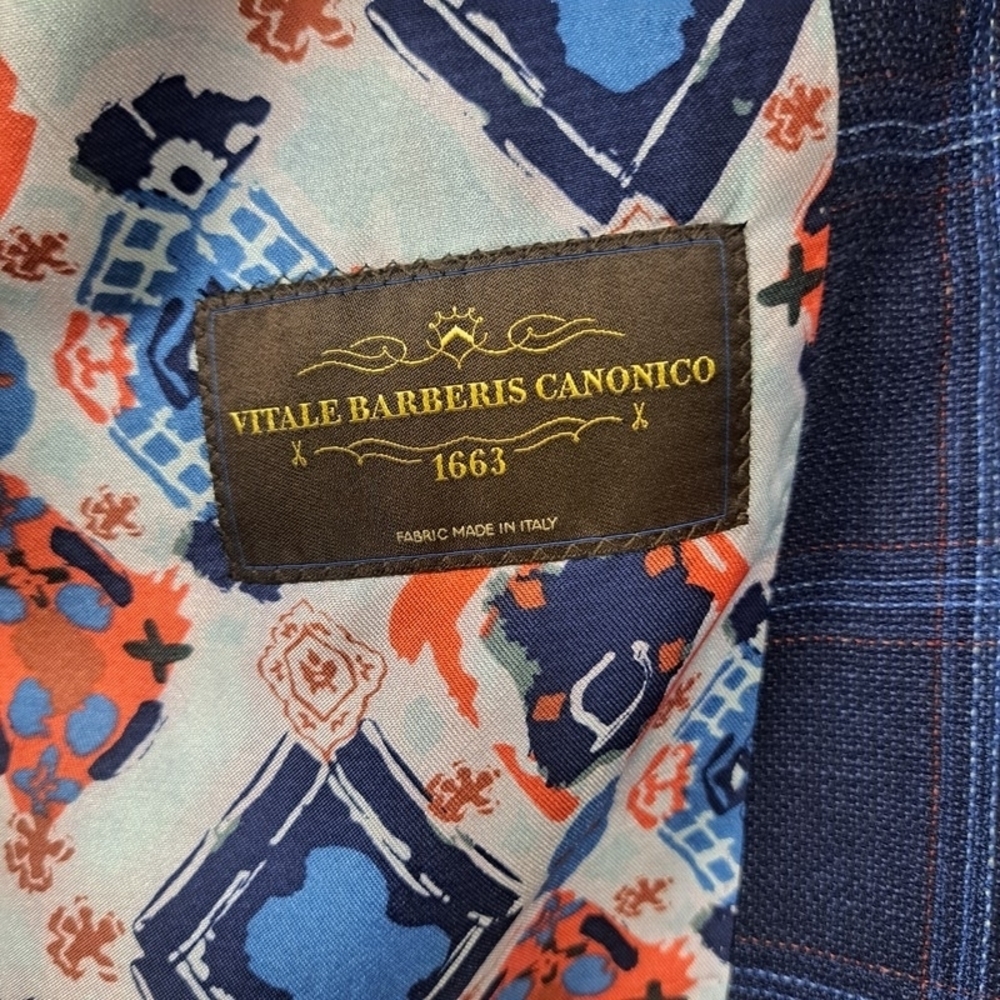 Vitale Barberis Canonico Wool Silk Linen Blend Men's 44 Single Breasted Blazer - Picture 4 of 10